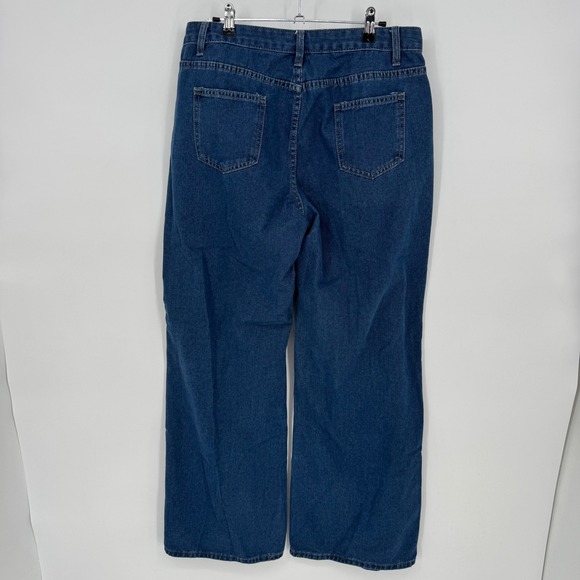 SHEIN Women's Distressed Super Wide Leg High rise Blue Denim Jeans Size 32 - Picture 5 of 8